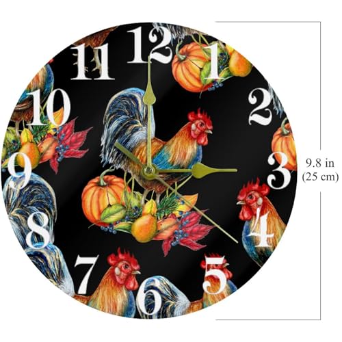 Horloge murale coq citrouille sans tic-tac pour école - 5