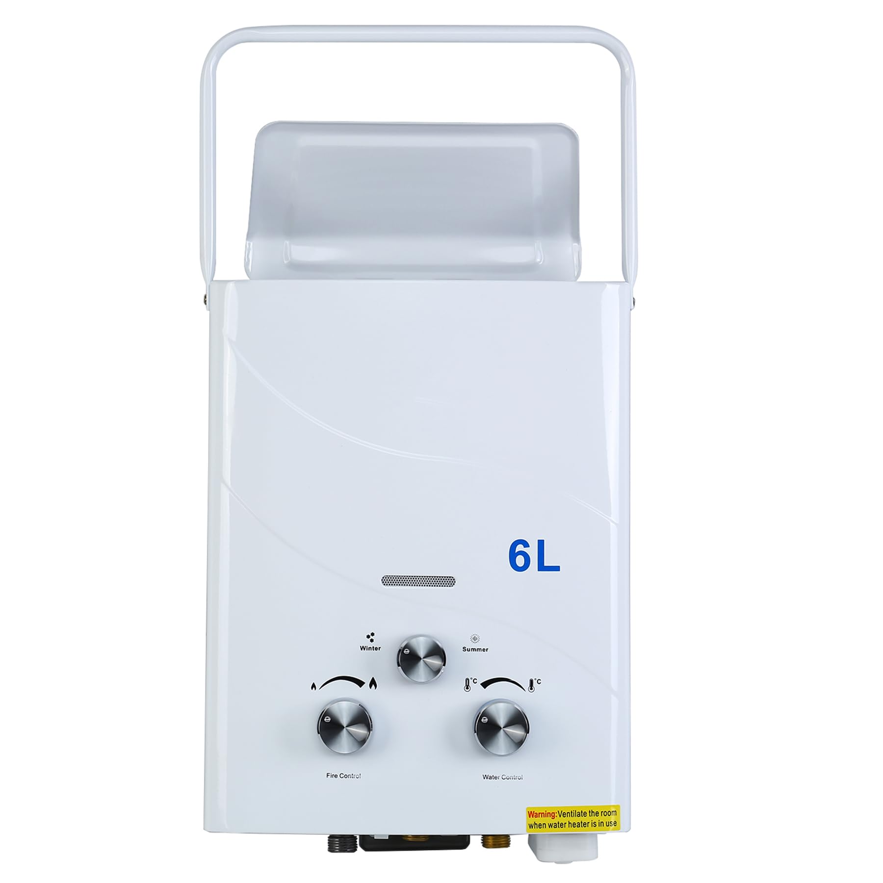 Chauffe-eau au propane portable, chauffe-eau sans réservoir, chauffe-eau à gaz à la demande pour camping RV, protection contre la surchauffe (6L Propane Blanc)