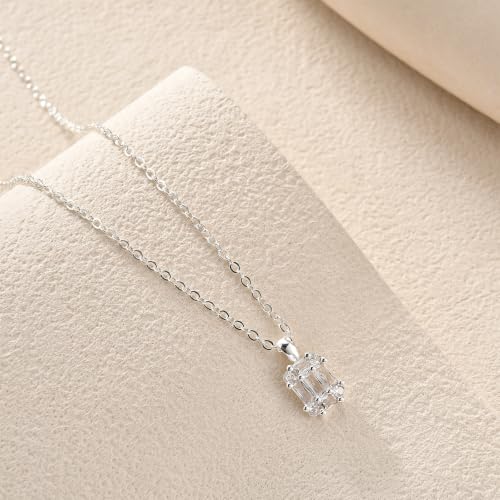 Image of Gold Silver Necklace for Women, Dainty Cubic Zirconia Pendant