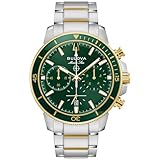 Bulova Orologio da uomo al quarzo con cronografo Marine Star Series C, cassa in acciaio inox bicolore e quadrante verde (stile: 98B469)