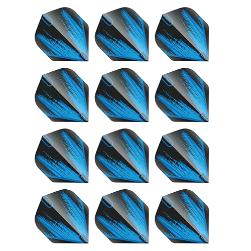 RED DRAGON Hardcore Radical Black & Blue Dart Flights - 4 juegos por paquete (12 plumas de dardos en total)