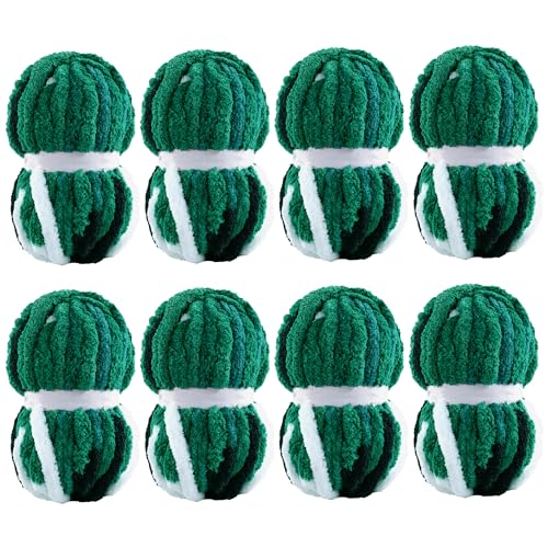 Image of MABOZOO Tie Dye Chunky Yarn for Crocheting 8 Pack,Green,Black,White Fluffy Jumbo Chenille Yarn,Soft Plush Yarn Bulky,Giant Thick Fuzzy Yarn for Hand Knitting or Arm Knitting (26 yds,7.5 oz Each Skein)