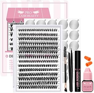 DIY Lash Extension Kit Individual Lashes Kit with 280 Pcs Lash Clusters 5ml Cluster Lash Glue and Remover 1 Eyelash Applicator for Beginner DIY at Home Easy to Apply (30D+40D-D-9-16mix, Black Glue)
