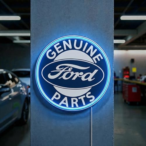 American Art Decor Vintage Ford LED Plaque Sign - Retro Lighted Wall Art Decor for Man Cave Garage Mechanic Shop Bar & Workshop - Classic Automotive Neon-Style Sign