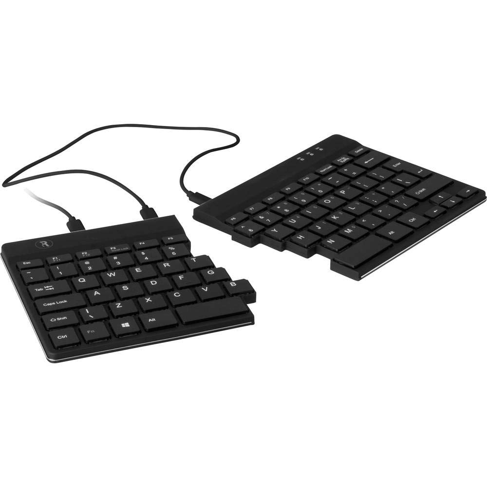 R-Go Clavier Ergonomique Filaire, avec indicateur de Pause, Deux Parties, Clavier séparé, Split Keyboard, Clavier français AZERTY, USB-C/A, Compatible avec Windows/MacOS, Noir, Version 2