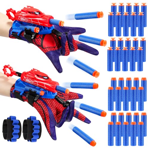 Excitobo 2 Sets Superhero Web Shooters for Kids Age 3-7,Adjustable Wrist Launcher Slinging Toy Set...