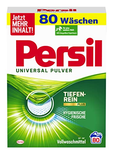 Persil, Polvo universal, detergente, 80 lavados, potente eliminación de manchas para ropa higiénica y limpia
