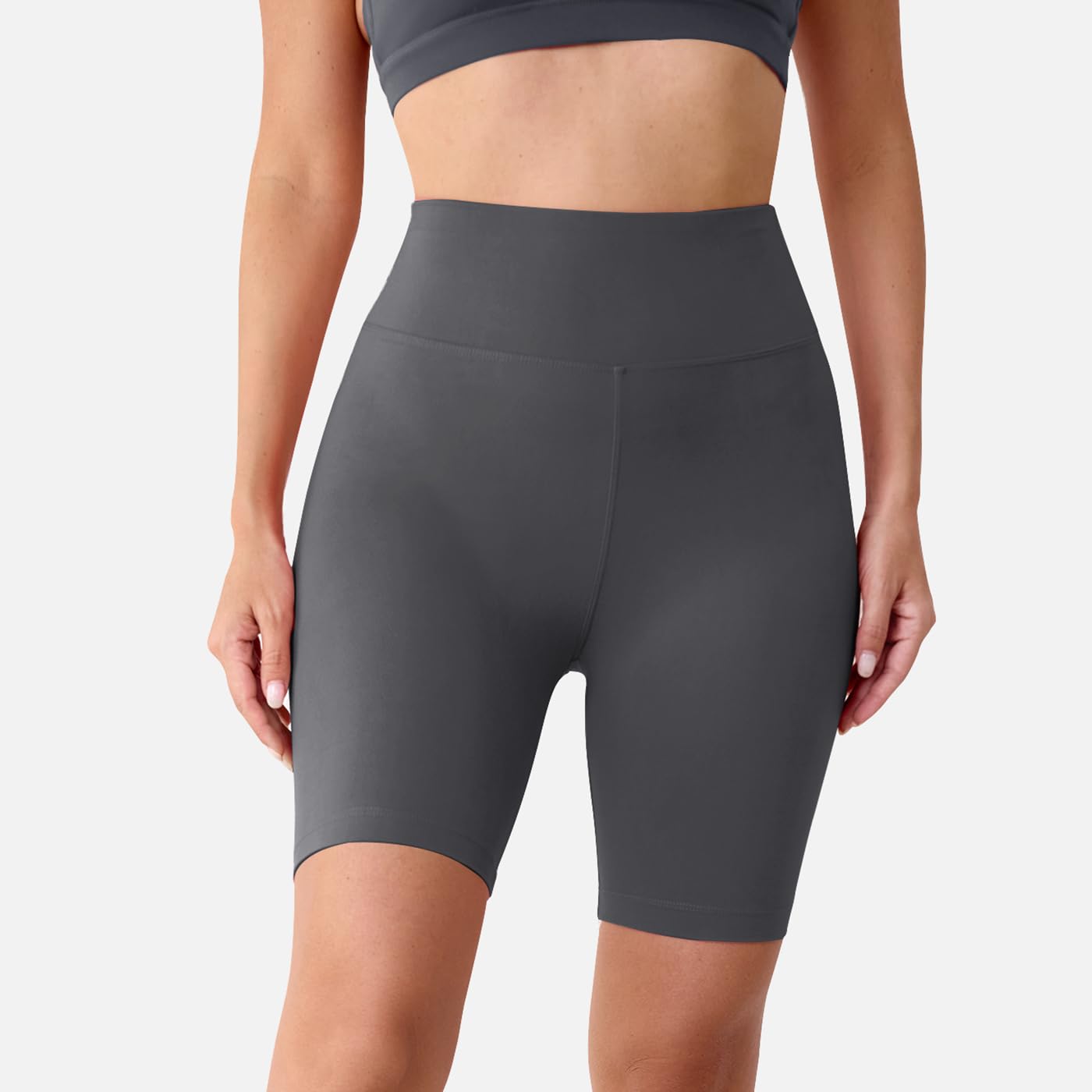 BAYDI Creamlush damskie spodnie rowerowe, 20 cm, wygodne, krótkie spodnie sportowe z wysoką talią, do jogi, pilatesu, na czas wolny, na co dzień