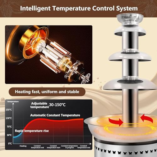 Máquina eléctrica de fondue de chocolate 4 niveles acero miniatura 5