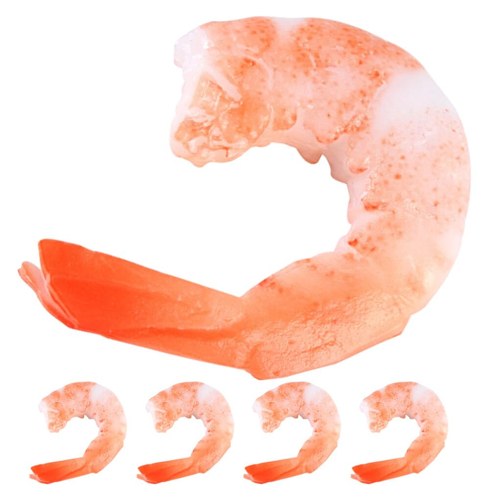 Abaodam 5Pcs Artificial Peeled Shrimp Cooked Prawn Seafood Model Food Sample for Kitchen Home Party Decoration Display Photography Props