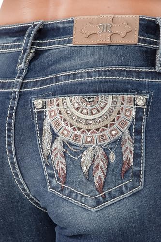 Miss Me Women's Jeweled Dreamcatcher Embellished Pockets Mid-Rise Bootcut Jeans4