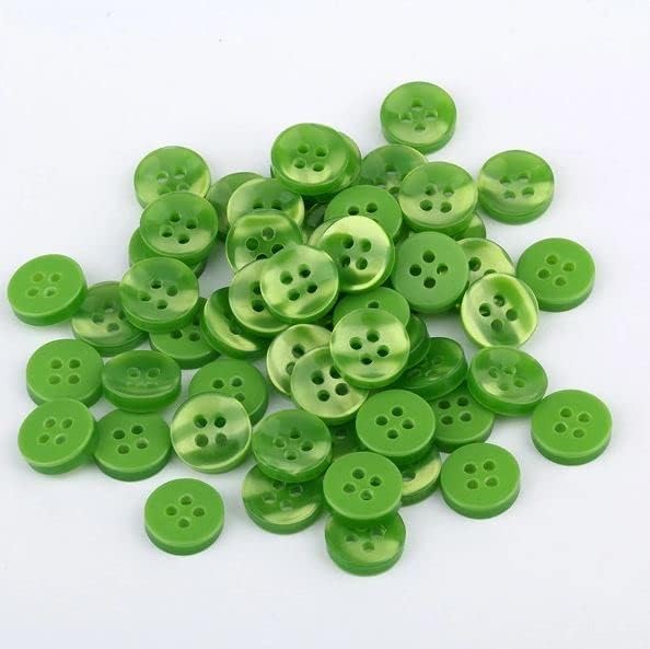 Button Solid R_ound Flatback Color 4Holes Craft Clothe Shirt_(Green)