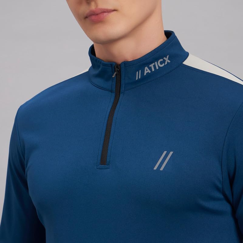Image of ATICX Polyester Full Sleeve Compression High Turtle Neck Sports Jersey T Shirt for Men - Quick Dry Fit Gym Workout Top for Running, Swimming, Training, Cycling, Football, Badminton