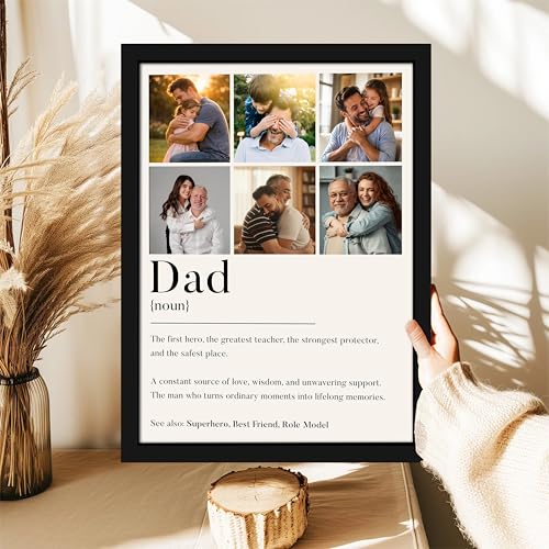 Image of Art Street Personalized Gift for Father, Dad Photo Frame | 6 Image Collage with Custom Text, Customized Photo Frame for Father, Wall Decor for Bedroom Living Room, A4 Size 8x12 Inch