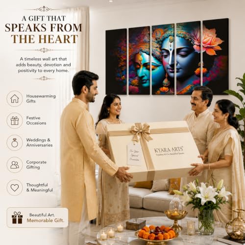 Image of KYARA ARTS Radha Krishna Wall PaintingWith Frame for Living Room, Bedroom, Office, Hotels, Drawing Room Wooden Framed Digital Painting (60inch x 36inch) 01
