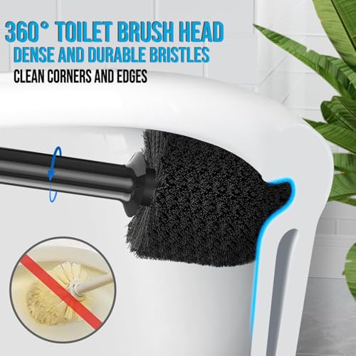 Image of 2 in 1 Plunger and Brush Set - Heavy Duty Toilet Plunger and Brush Set - Bathroom Cleaning Tools, Black Plunger and Toilet Brush Combo - Toilet Brush Plunger Set for Deeply Cleaning