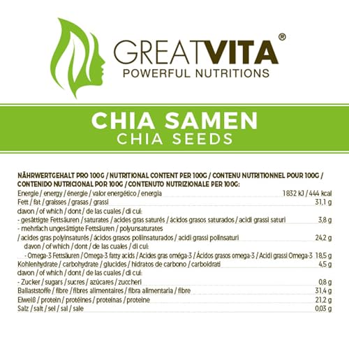 GreatVita Chia Samen 800g, naturbelassen ohne Gentechnik