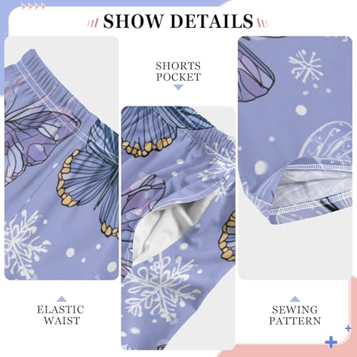 Butterfly Snowflake Boys Long Pants Soft Trousers Elastic Waist Kids Lounge Bottoms with Pockets S-XL4