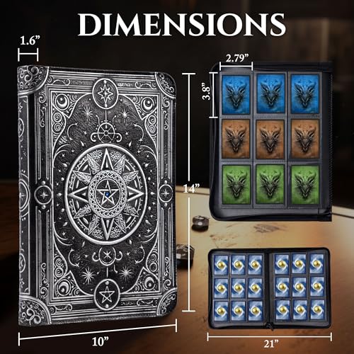 Image of Star Mage Trading Card Binder - 9 Pocket Ringless TCG Binder, 3D PU Leather - Premium 432 Side-Loading Pockets - Perfect Storage Holder for MTG, and Many TCG & Trading Card Collections (Blue Jewel)