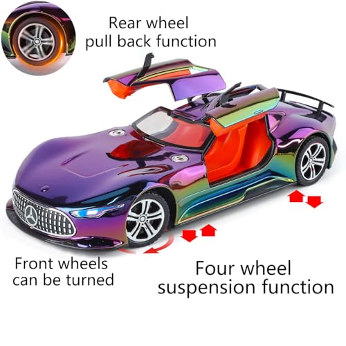 Modelo de Coche de Juguete iLooboo 1:24 Morado AMG Vision GT miniatura 5