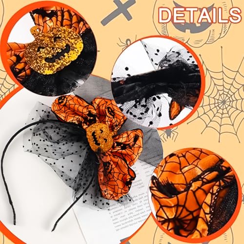 Halloween Headband Party Decorations for Girls, Halloween Hair Accessories Cute Pumpkin Spider Web Hair Hoop Hallowen Headbands for Women Girls Makeup Costume Decoration Party Photo Props - Image 4
