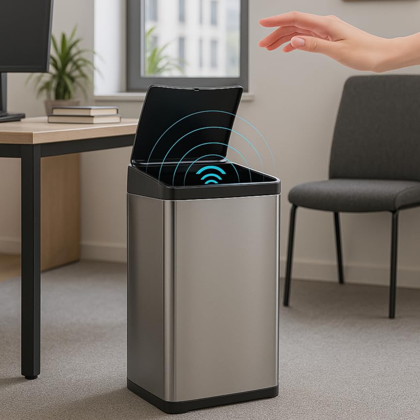The Better Home 42L Stainless Steel Dustbin With Lid | 1 Yr Warranty | Automatic Sensor | For Kitchen and Bathroom | CE & RoHS Certified | Silver-picture-11