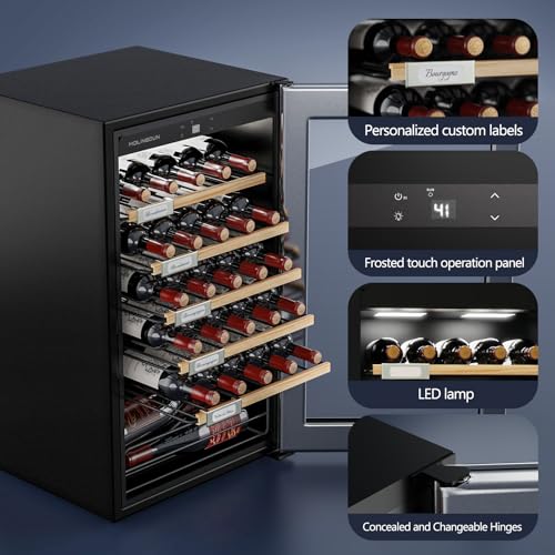 Image of Wine Fridge, 33 Bottles Freestanding Wine Cooler, Intelligent Compressor, Frost Free, Stainless Steel Door, 41-64℉ Digital Temperature Control, for Red, White, Champagne or Sparkling Wine