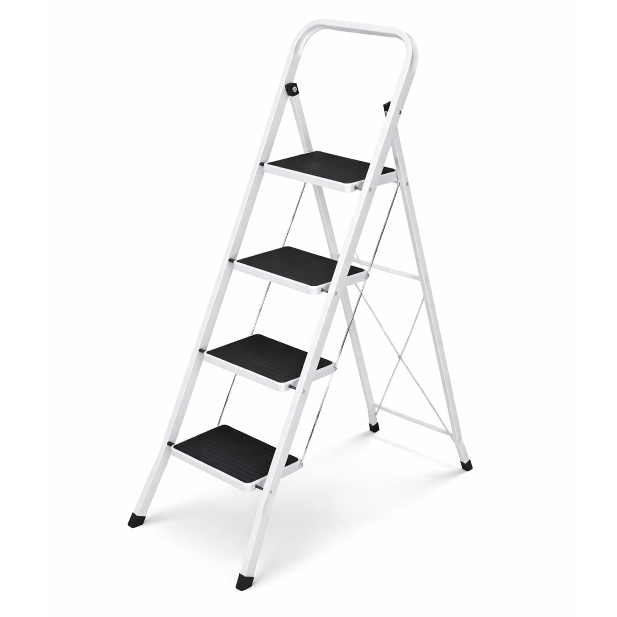 Oypla Foldable 4 Step Ladder Stepladder Non Slip Tread Safety Steel Step