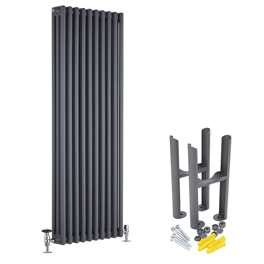 Milano Anthracite Windsor Cast Iron Style Vertical Triple Column Radiator Feet - 1800Mm X 470Mm