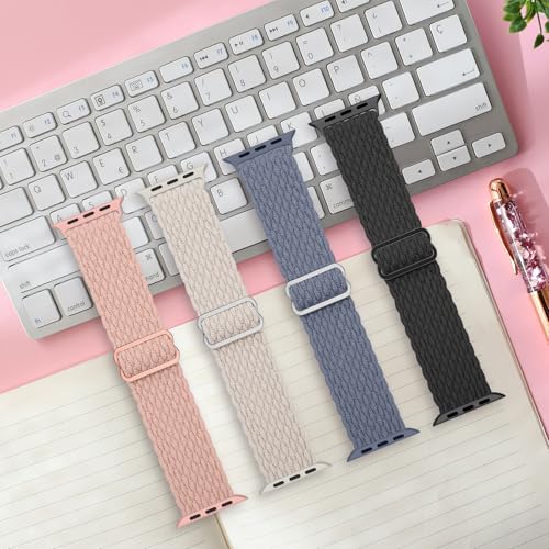 Image of Delidigi Stretchy Bands Compatible for Apple Watch Band Women 40mm 38mm 41mm 42mm 44mm 45mm 46mm 49mm, Nylon Braided Straps for iWatch Series 11 10 9 8 7 6 SE 5 4 3 Ultra 3 2 1