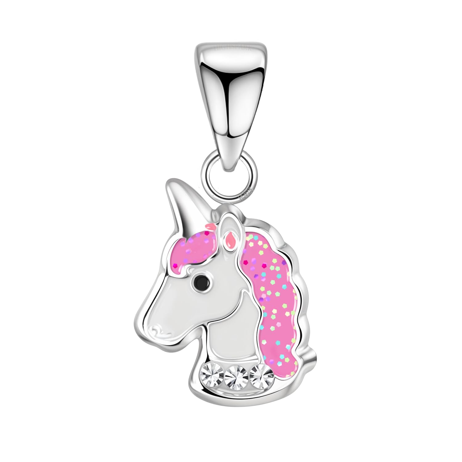 925 Silver Cute Enamel Crystal Charm Pendant | 92.5 Sterling Silver and Diamond like Brilliance Sparkling Zirconia | Lovely Gift for Women & Girls - Crystal Charm Unicorn Face-image-33