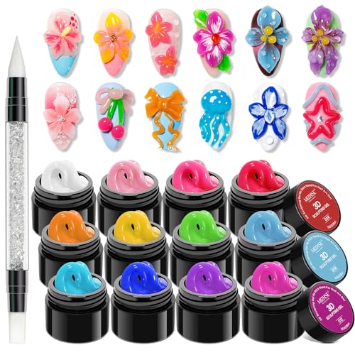 MIZHSE 12 Colors 3D Nail Gel Set