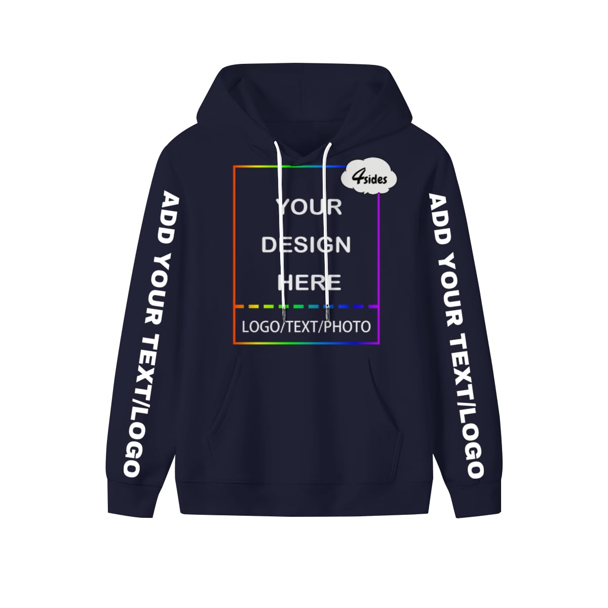 Prfelmg Unisex Navy Custom Hoodies, Personalised Soft Sweatshirt With Your Text Picture Logo Images Name, Couple Hoodies