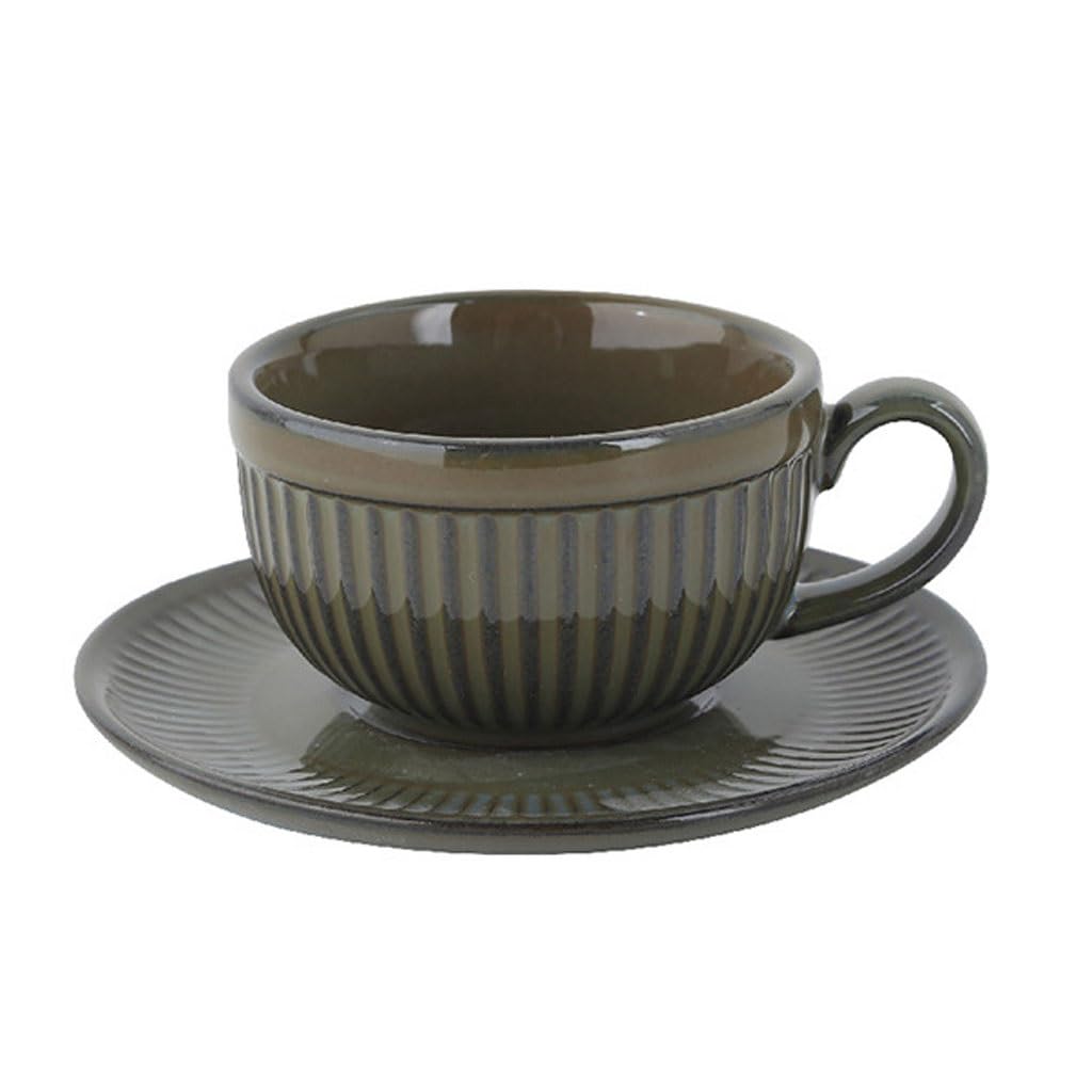 Zestaw filiżanek do herbaty i spodków, kubek retro filiżanka do espresso 100 ml domowy ceramiczny kubek i spodek zestaw biurowy popołudniowa filiżanka do herbaty kubek na wodę (E)