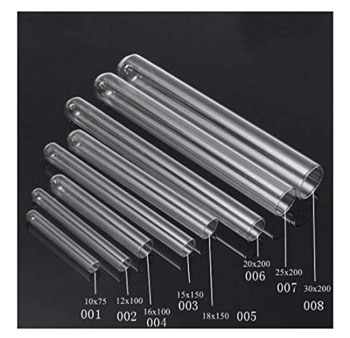 ChaRLes 5Pcs Laboratorio Transparente Tubo De Prueba De Vidrio Borosilicato En Diverso Tamaño Para Laboratorio - 003