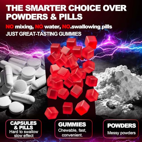 Image of Creatine Monohydrate Gummies for Men & Women, 8500MG Creatine Gummies Sugar Free Strawberry Flavored with L-Taurine, BCAA 2:1, B12 B6 for Boost Strength, Focus & Endurance, Vegan, Non-GMO, 120pcs
