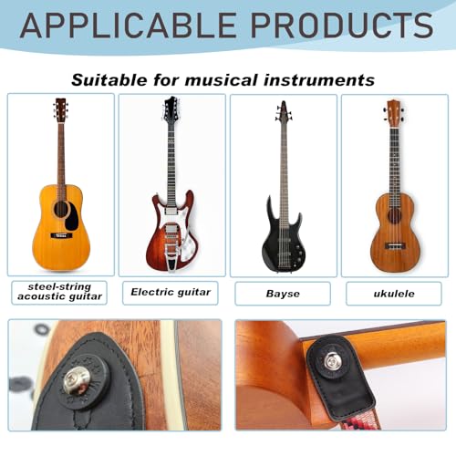 12 Stück Gitarrengurt Schlösser Silikon Gurtschlösser Gummi Gitarren Gurt Blöcke Gitarren Schutz Strap Blocks für Akustikgitarre E-Gitarre Bass Ukulele, 2.5cm (Schwarz)