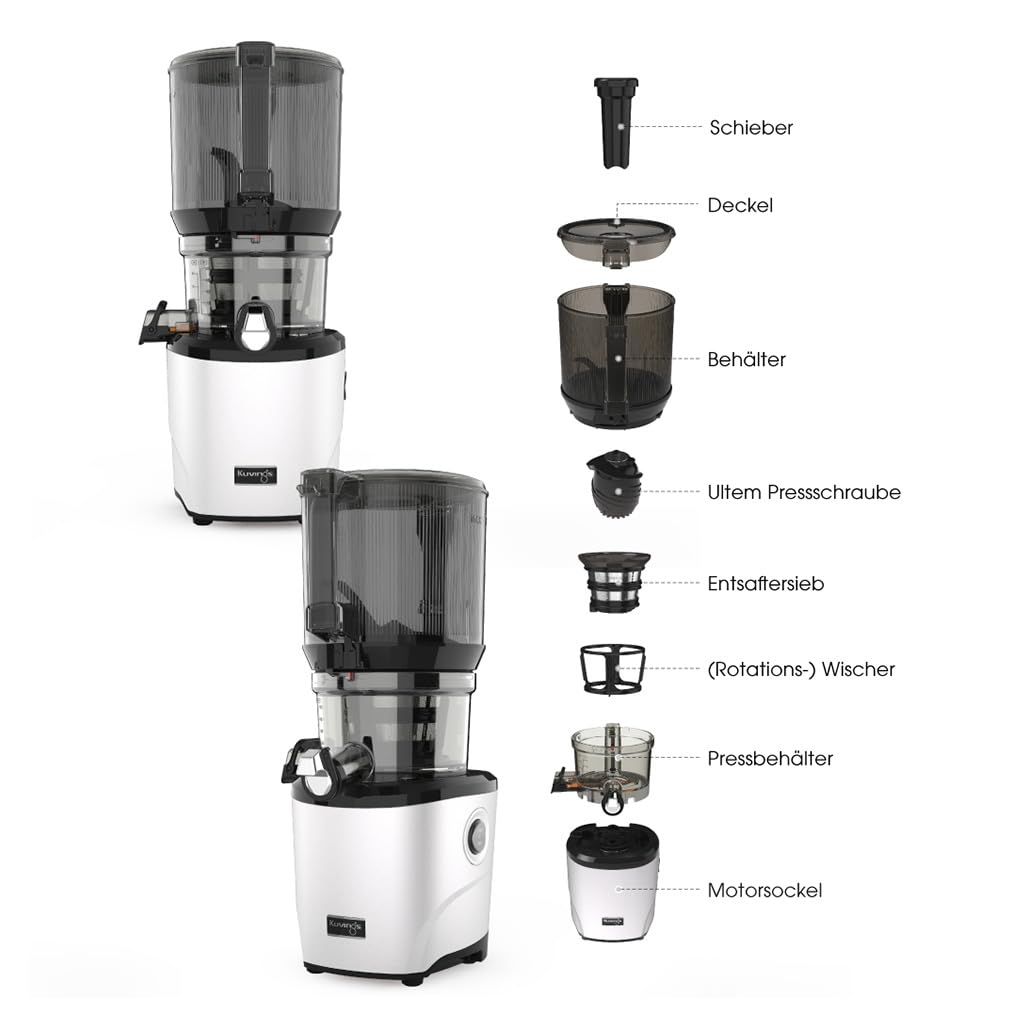 Kuvings AUTO10S Entsafter – Pflegeleichter Slow Juicer mit 3L Fassungsvermögen und 200W Motor ideal für Obst, Gemüse und Smoothies. (Matt Black) KHS-2571