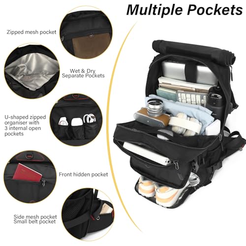 Travel Backpack for Men & Women, Convertible Duffle Bag 50L Large Carry on Backpack with Shoe Laptop Compartment, Wet Pocket4
