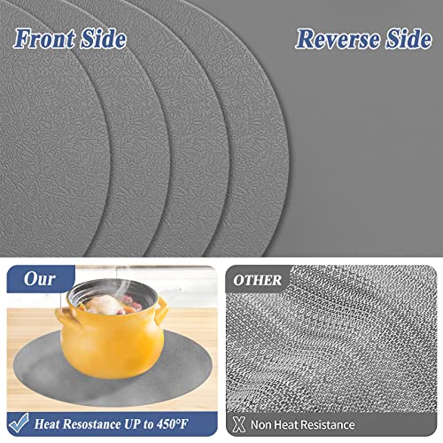 YUNJUER 4 Round Silicone Place mats + 4 Coasters Set, Heat-Resistant 450 °F Placemats, Non-Slip and Washable - Image 3