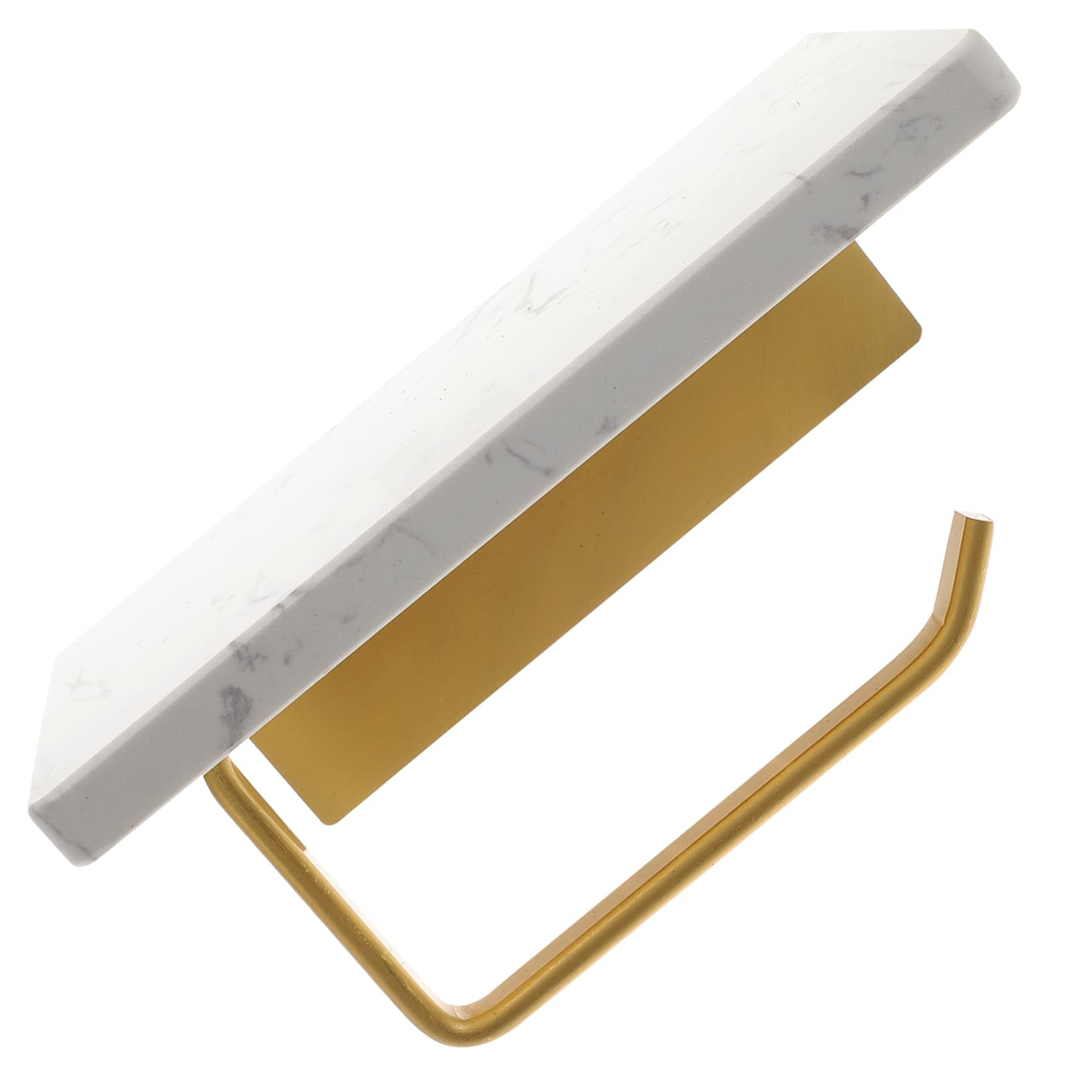 Holibanna Soporte de Papel Higiénico de Mármol Blanco con Repisa de Aluminio, Montado en Pared, para Baño y Aseo, Estilo Sencillo y Elegante