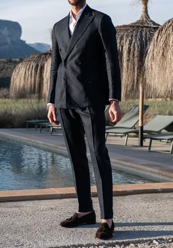 Linen Men's Lightweight Casual Blazers Sport Coats Double Breasted Wedding Suit Blazer Jackets4