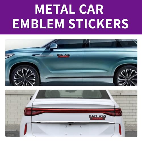 Image of Car Modification Label, Bad Ass 3D Fender Badge Decal Car Sticker, Funny Modification Label Decal, Auto Fender Bumper Sticker Body Sticker Fit for Universal Vehicle(Black /Red)