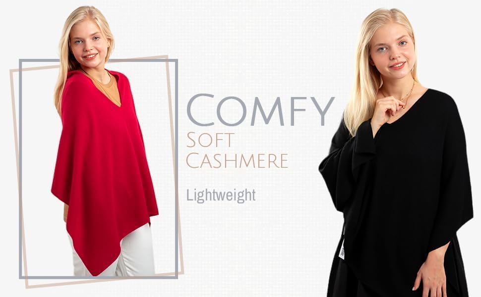 InCashmere 100% Pure Cashmere Women Poncho Sweater - Lightweight Warm Knitted Shawl Wrap - All Year Round Dress Topper Gift - Image 5