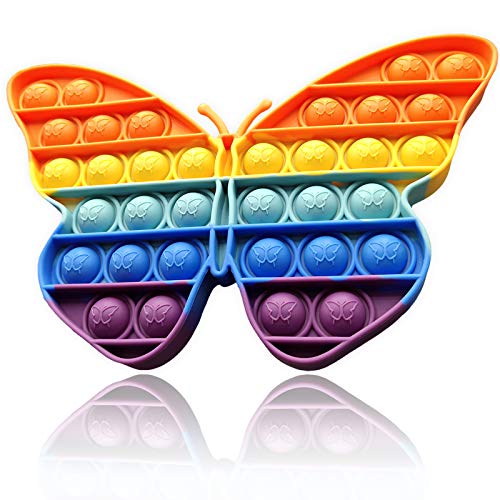 livingcoral Pop Bubble Fidget Sensory Toy, Push Fidget Toy for Kids, Silicone Stress Toys (Rainbow Butterfly)