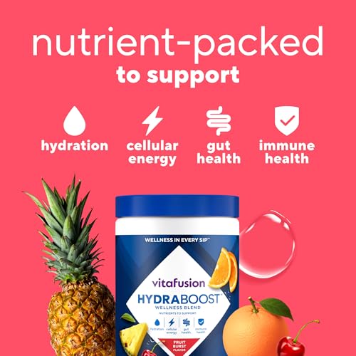 Vitafusion Hydraboost Hydration Drink Mix, Electrolytes Support Daily Hydration, Vitamins Support Cellular Energy & Immune Health, Prebiotic Fiber Supports Gut Health, Fruit Burst, 30 Servings - image 3