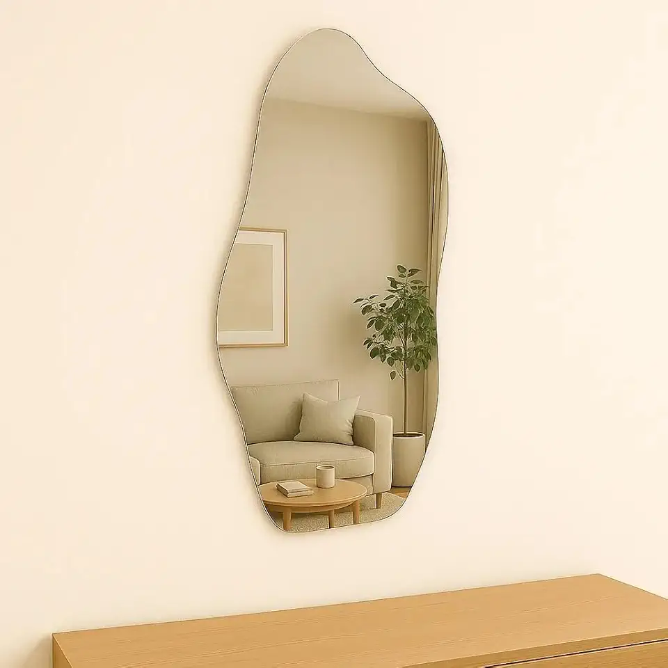 Espelho Orgânico E06 90x40cm Retrô Lapídado linha FIt Sem moldura Sala Hall Quarto Banheiro Closet