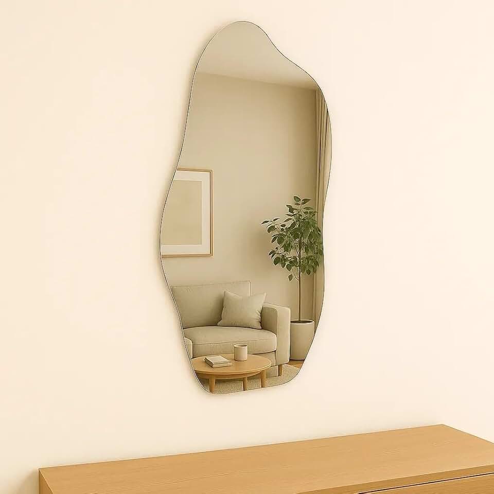 Espelho Orgânico E06 90x40cm Retrô Lapídado linha FIt Sem moldura Sala Hall Quarto Banheiro Closet