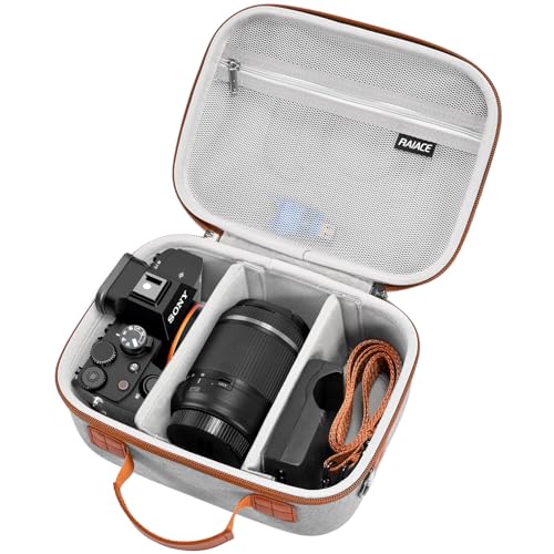 RAIACE Étui Rigide Compatible avec Les appareils Photo Sony Alpha 7 II III IV/7R V, Nikon, Canon, Pentax et Autres. Poche Filet pour Chargeur, câbles, Cartes...