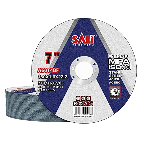 SALI 25 Pack Cut Off Wheels 7 Inch General Purpose Metal Cutting Wheel for 7 Grinders- Cutting Disc Aggressive Cutting 7 x 1/16 x 7/8 Operating Up to RPM 8500 and 80 M/S
